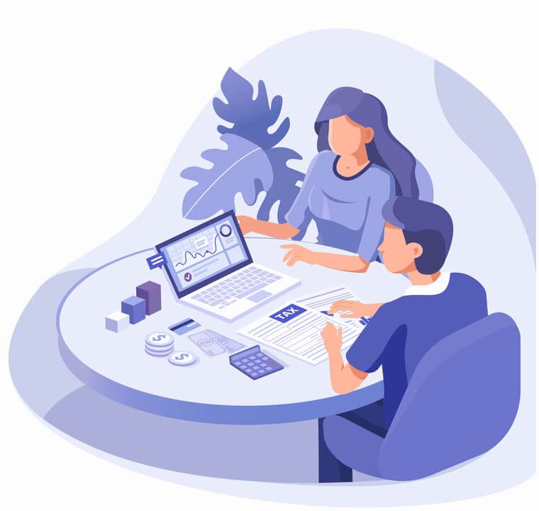 Illustration Conseiller Financier Avec Ordinateur