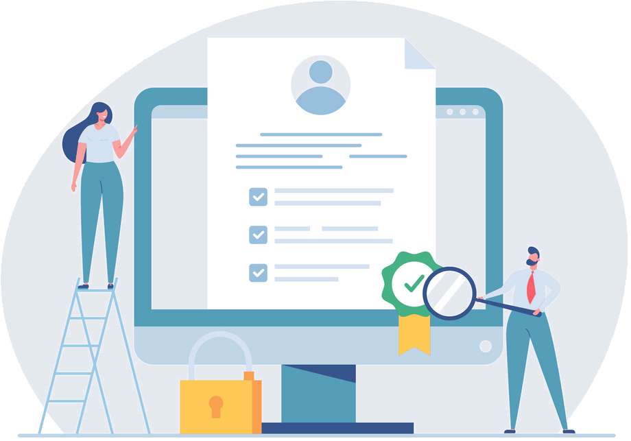 Illustration Personnageds Analysant Informations Contrat Min