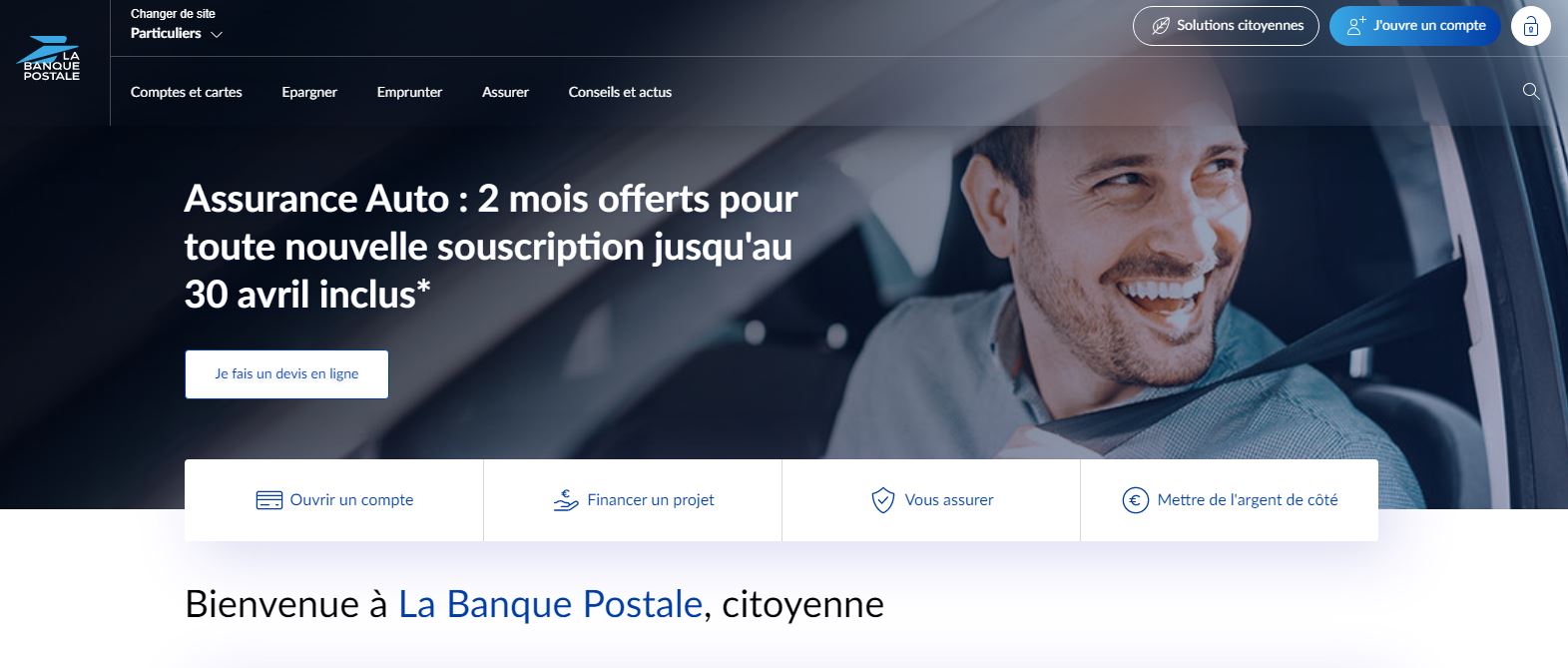 Capture Site Internet Page Acceuil Banque Postale